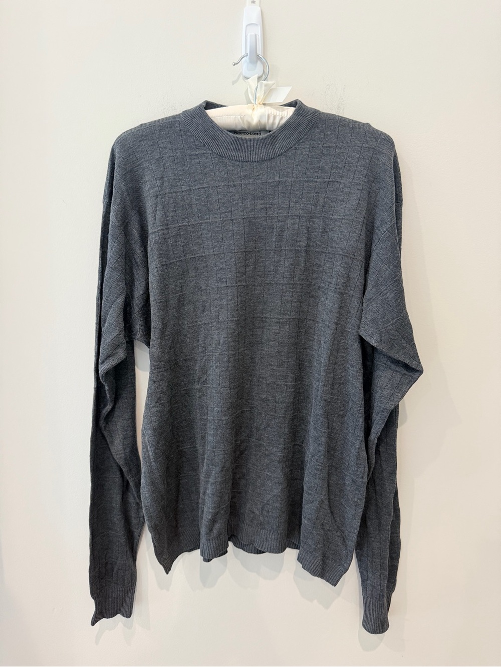 Pronto Uomo Gray 100% silk lightweight Crewneck Sweater XL Classic preppy euro